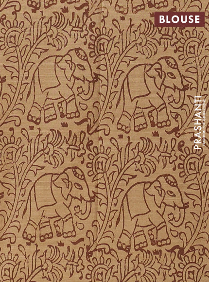 Semi silk cotton saree coffee brown and beige with embroided buttas in borderless style