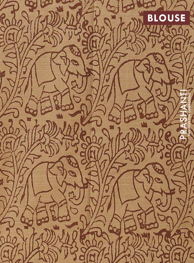 Semi silk cotton saree coffee brown and beige with embroided buttas in borderless style