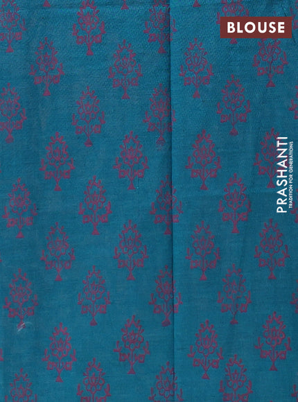 Semi silk cotton saree pastel pink and peacock green with embroided buttas in borderless style