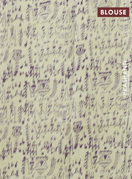 Semi silk cotton saree deep purple and pista green with embroided buttas in borderless style