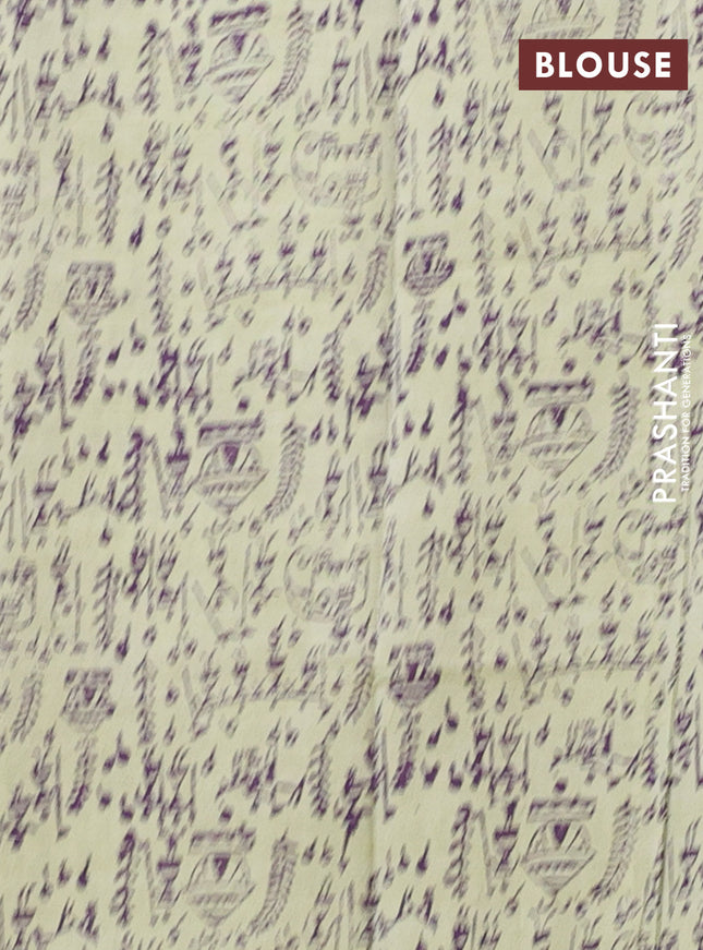 Semi silk cotton saree deep purple and pista green with embroided buttas in borderless style