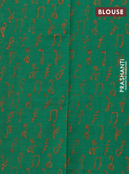 Semi silk cotton saree orange and green with embroided buttas in borderless style