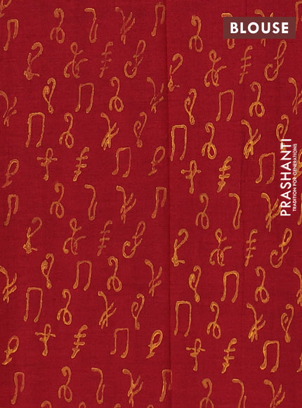 Semi silk cotton saree mustard yellow and maroon with embroided buttas in borderless style