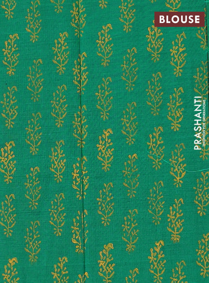 Semi silk cotton saree mustard yellow and green with embroided buttas in borderless style