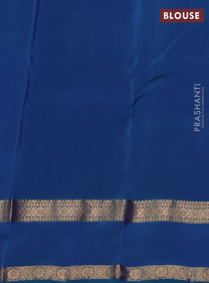 Kanchipuram silk saree blue and dual shade of teal green with plain body and rettapet zari woven border