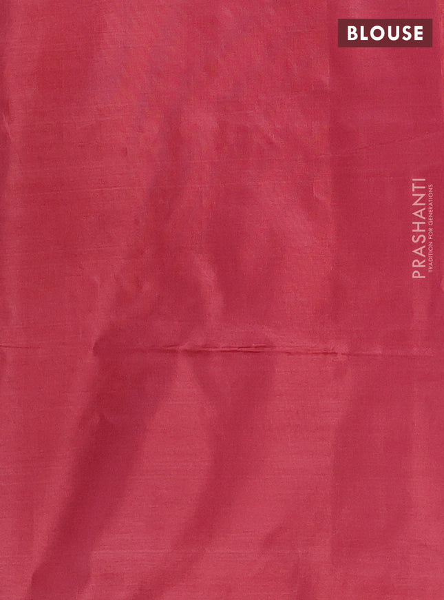 Banana pith saree teal green shade and maroon with thread woven buttas in borderless style