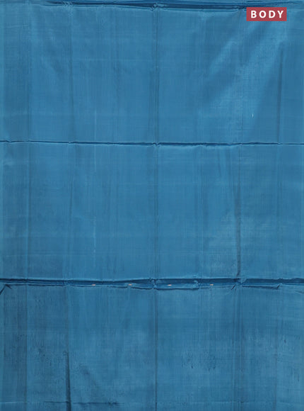 Banana pith saree teal green shade and lavender with thread woven buttas in borderless style