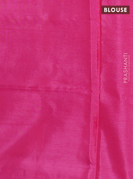 Banana pith saree dark mustard and pink with thread woven buttas in borderless style