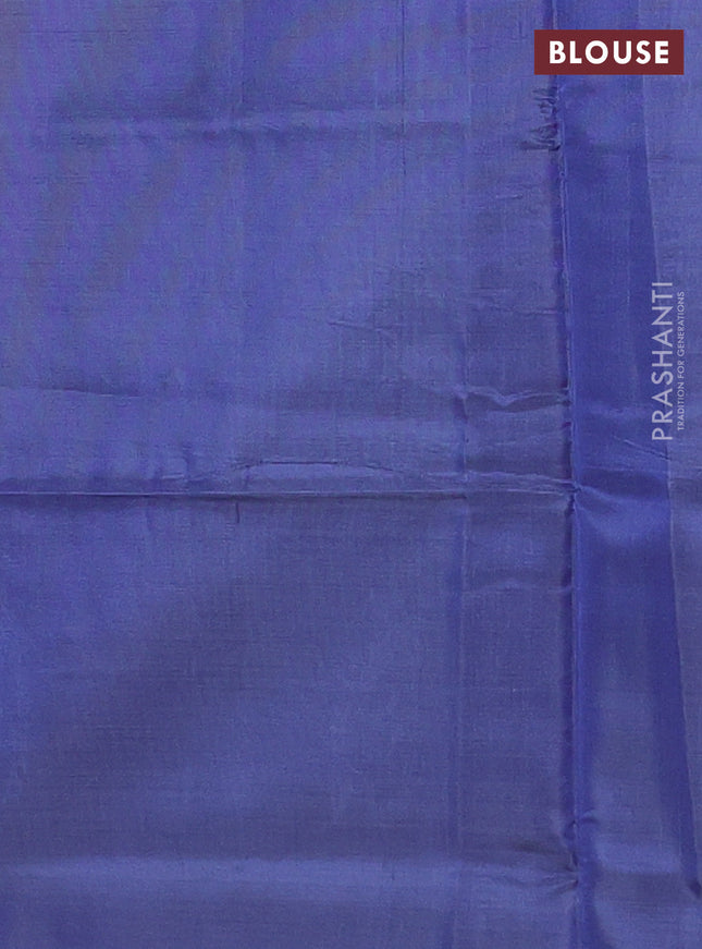Banana pith saree pink and blue with thread woven buttas in borderless style
