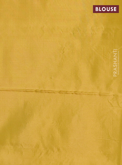 Banana pith saree dual shade of purple and mustard yellow with thread woven buttas and contrast border