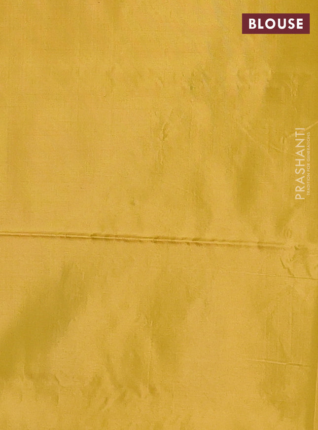 Banana pith saree dual shade of purple and mustard yellow with thread woven buttas and contrast border