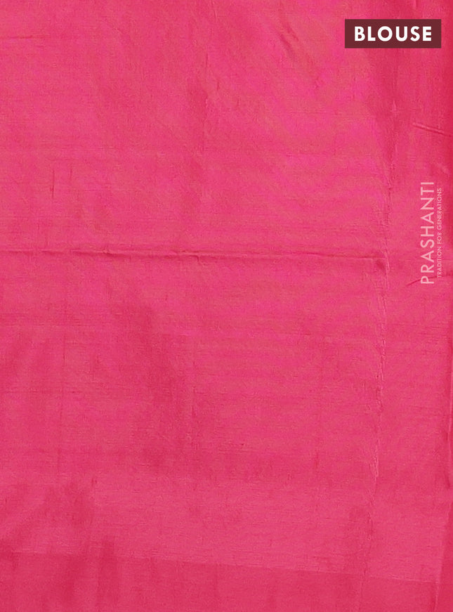 Banana pith saree red and pink with thread woven buttas and contrast border