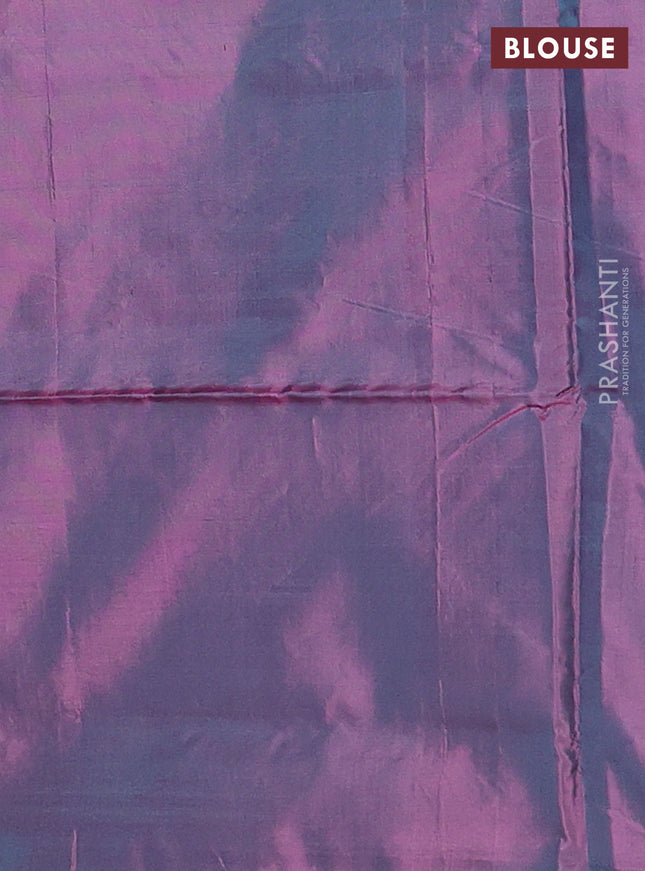 Banana pith saree teal green shade and dual shade of magenta pink with thread woven buttas in borderless style