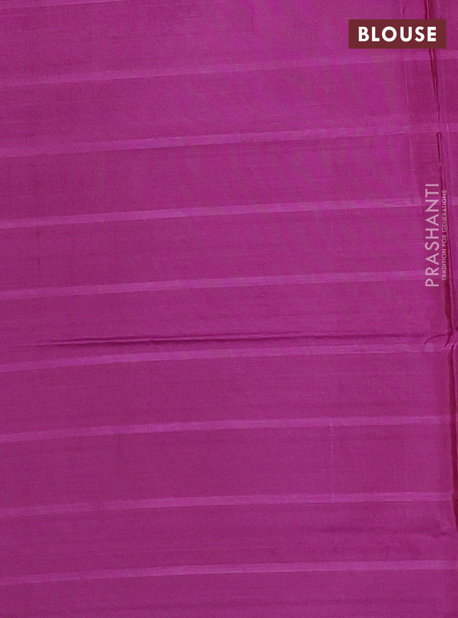 Banana pith saree light green and purple with allover checked pattern in borderless style
