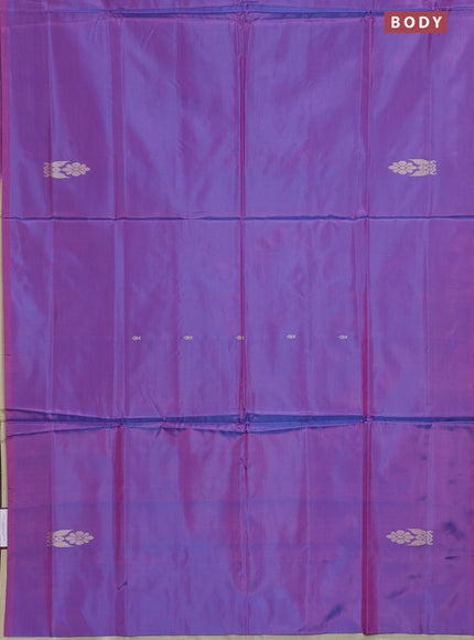 Banana pith saree dual shade of purple and cream with thread woven buttas in borderless style