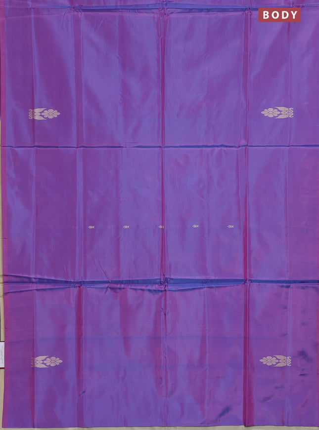 Banana pith saree dual shade of purple and cream with thread woven buttas in borderless style