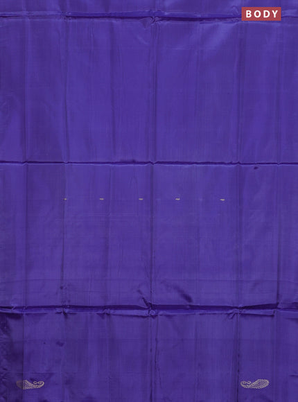 Banana pith saree violet and light blue with thread woven buttas in borderless style