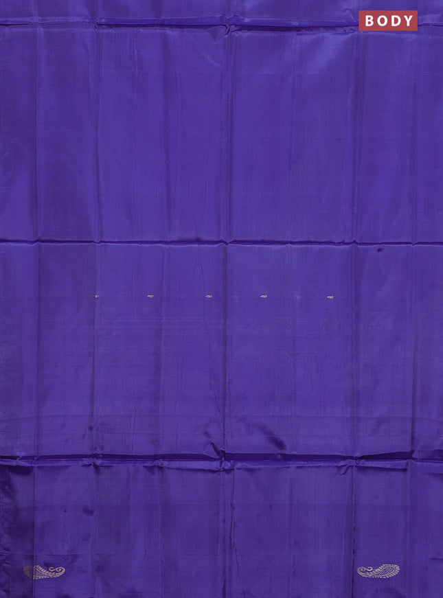 Banana pith saree violet and light blue with thread woven buttas in borderless style