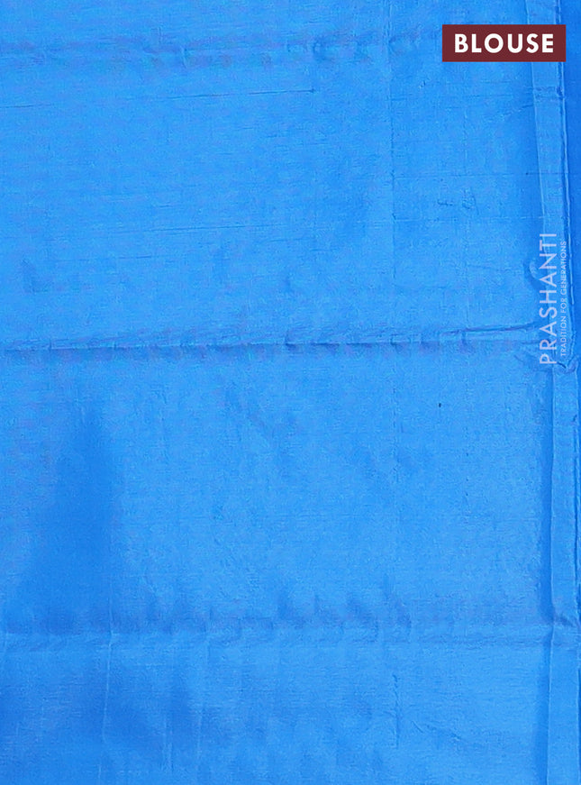 Banana pith saree violet and light blue with thread woven buttas in borderless style