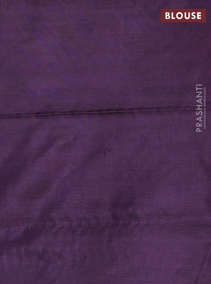 Banana pith saree pastel peach and deep jamun with thread woven buttas in borderless style