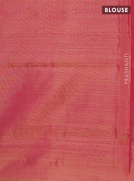 Banana pith saree teal blue and dual shade of pink with thread woven buttas in borderless style