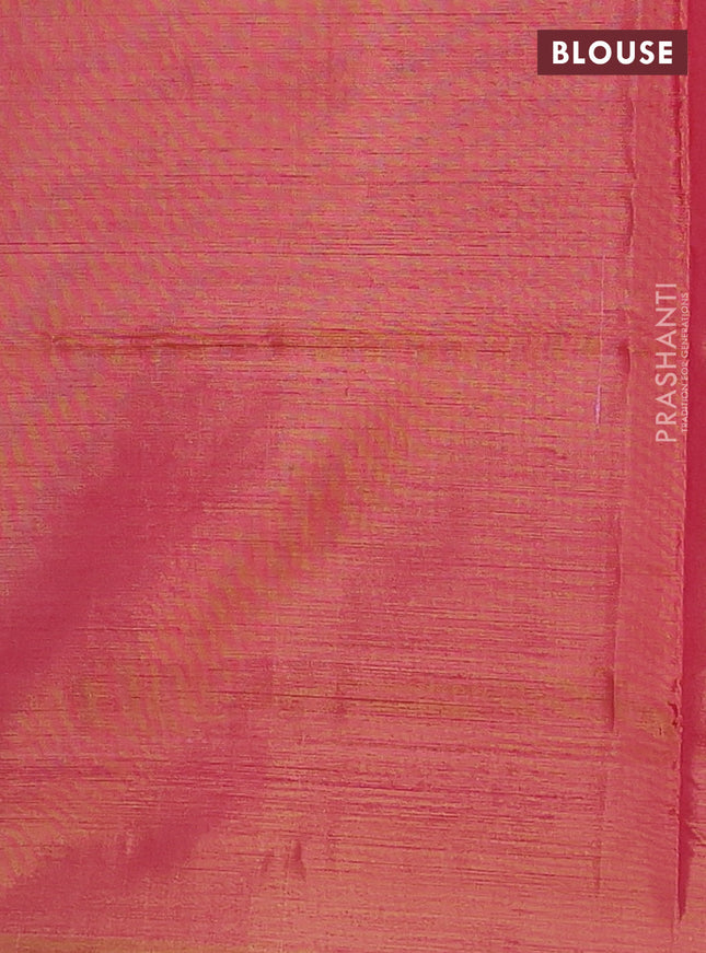 Banana pith saree teal blue and dual shade of pink with thread woven buttas in borderless style