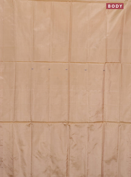 Banana pith saree sandal and deep maroon with thread woven buttas in borderless style