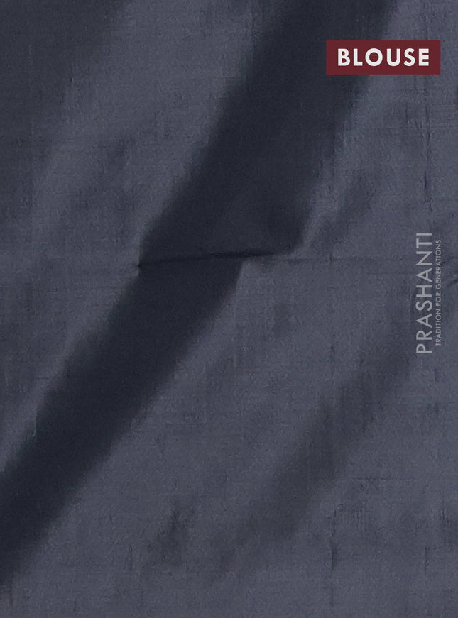 Banana pith saree dual shade of sandal and black with thread woven buttas in borderless style