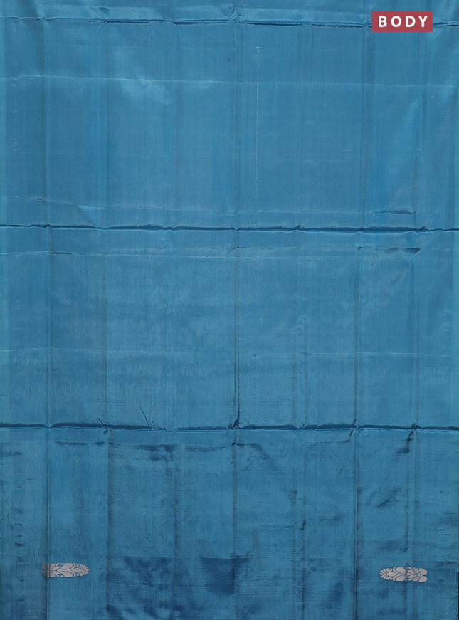 Banana pith saree teal green and pink with thread woven buttas in borderless style