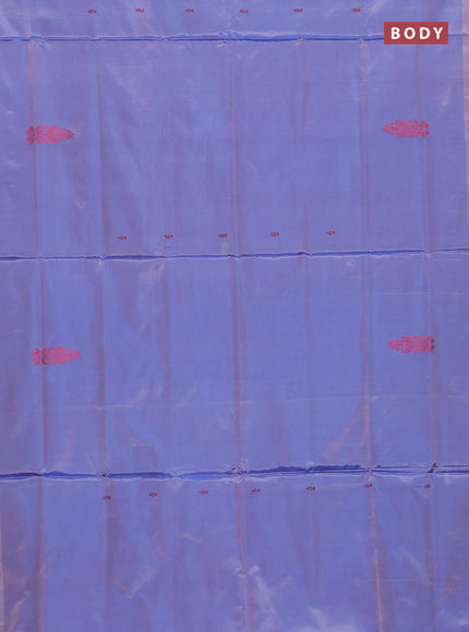 Banana pith saree dual shade of lavender and dark mustard with thread woven buttas in borderless style