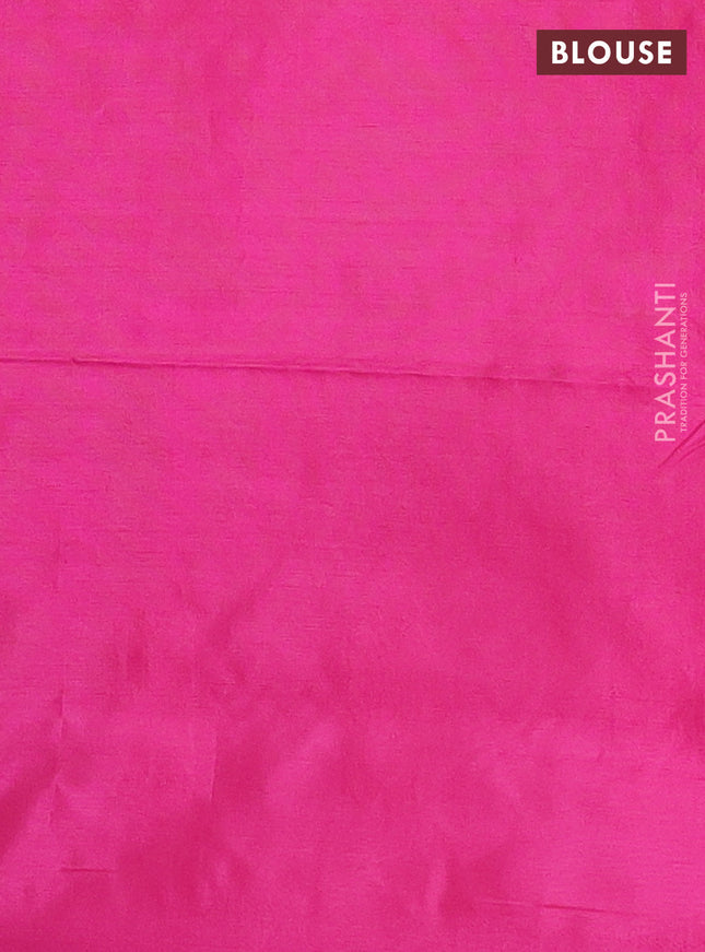 Banana pith saree light green and pink with thread woven buttas in borderless style