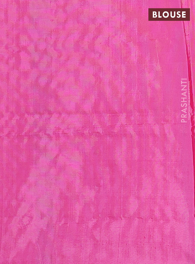 Banana pith saree teal blue and light pink with thread woven buttas in borderless style