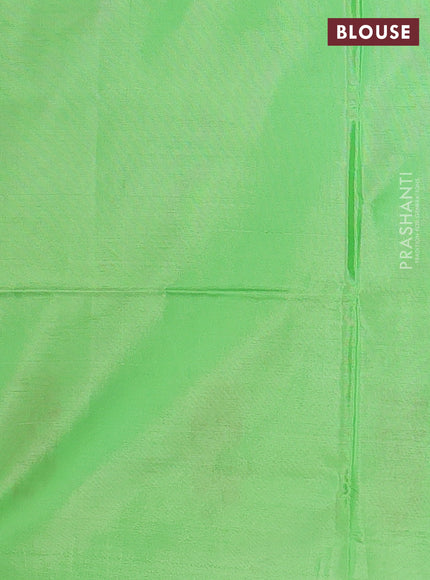 Banana pith saree violet shade and light green with thread woven buttas in borderless style