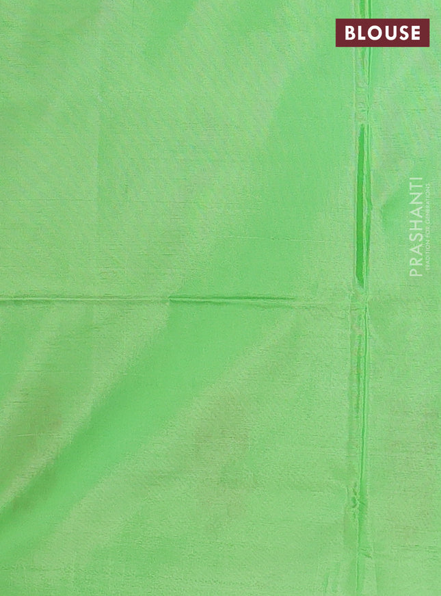 Banana pith saree violet shade and light green with thread woven buttas in borderless style