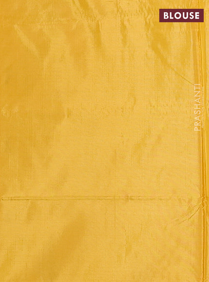 Banana pith saree dual shade of maroon and yellow with thread woven buttas and contrast border