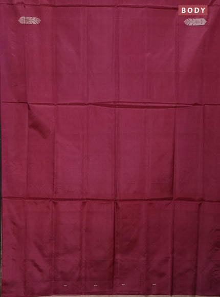 Banana pith saree maeoon and sandal with thread woven buttas in borderless style