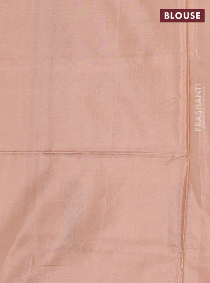 Banana pith saree maeoon and sandal with thread woven buttas in borderless style