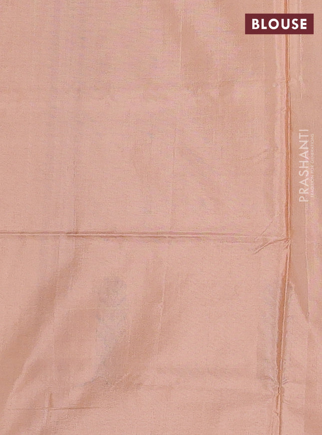 Banana pith saree maeoon and sandal with thread woven buttas in borderless style