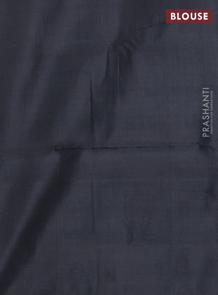 Banana pith saree dual shade of light green and black with thread woven buttas in borderless style