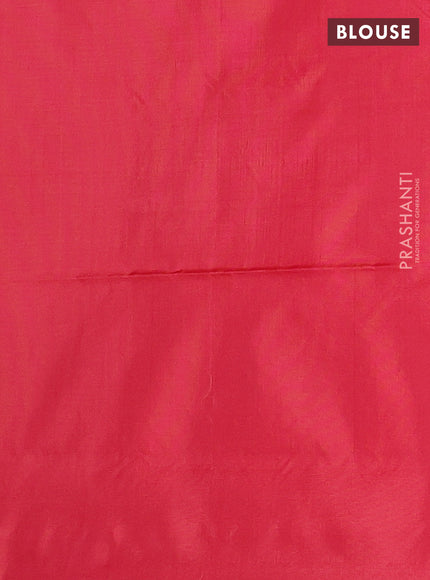 Banana pith saree grey and red with thread woven buttas in borderless style