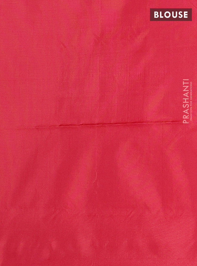 Banana pith saree grey and red with thread woven buttas in borderless style