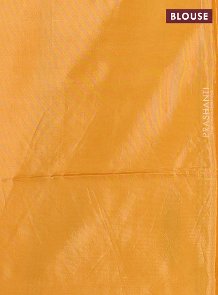 Banana pith saree purple and mango yellow with thread woven buttas in borderless style