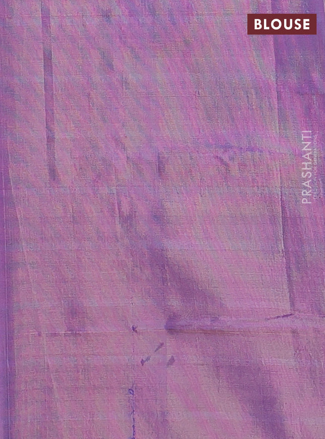 Banana pith saree purple and dual shade of peachish lavender with allover checked pattern and piping border