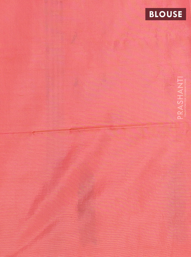 Banana pith saree purple and orange with thread woven buttas in borderless style