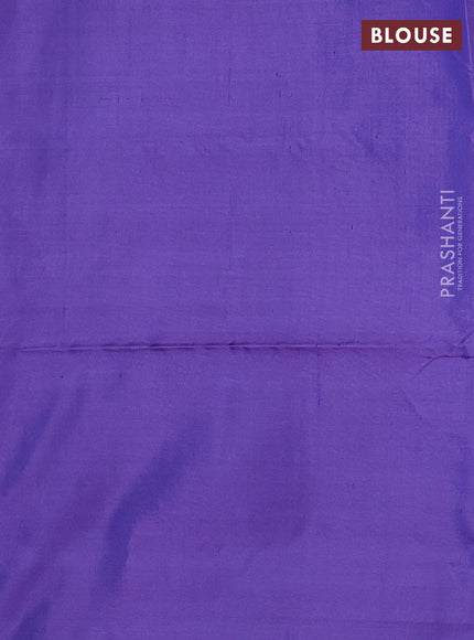 Banana pith saree blue shade and violet with thread woven buttas and contrast border