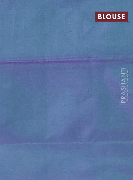 Banana pith saree blue shade and dual shade of greenish violet with thread woven buttas and contrast border
