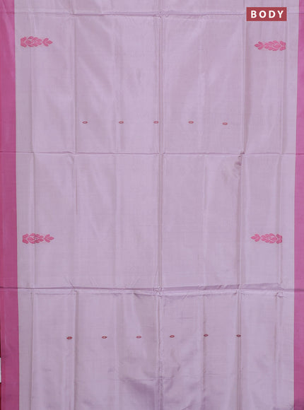 Banana pith saree pastel lavender and dark pink with thread woven buttas and contrast border