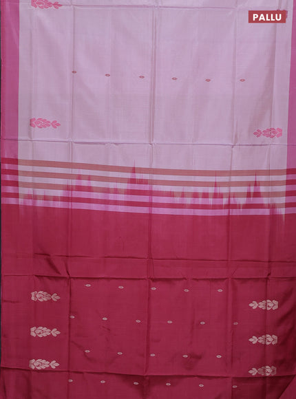 Banana pith saree pastel lavender and dark pink with thread woven buttas and contrast border