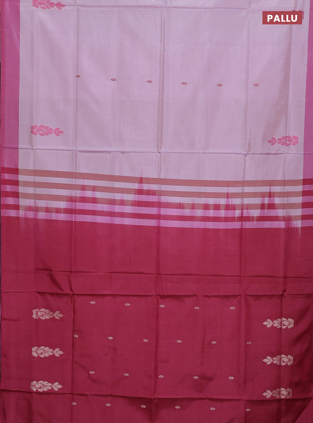 Banana pith saree pastel lavender and dark pink with thread woven buttas and contrast border