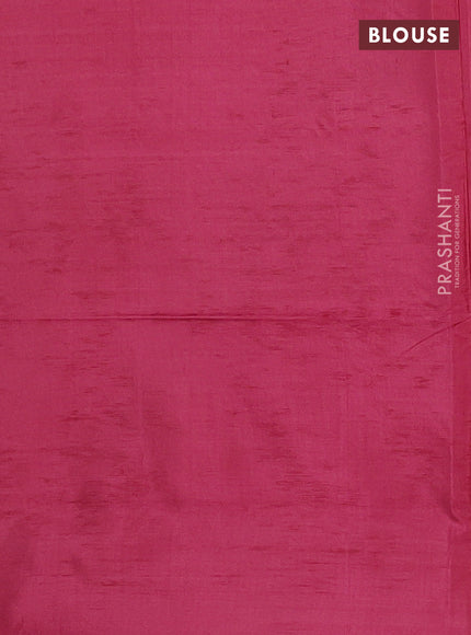 Banana pith saree sandal and dark pink with thread woven buttas and contrast border